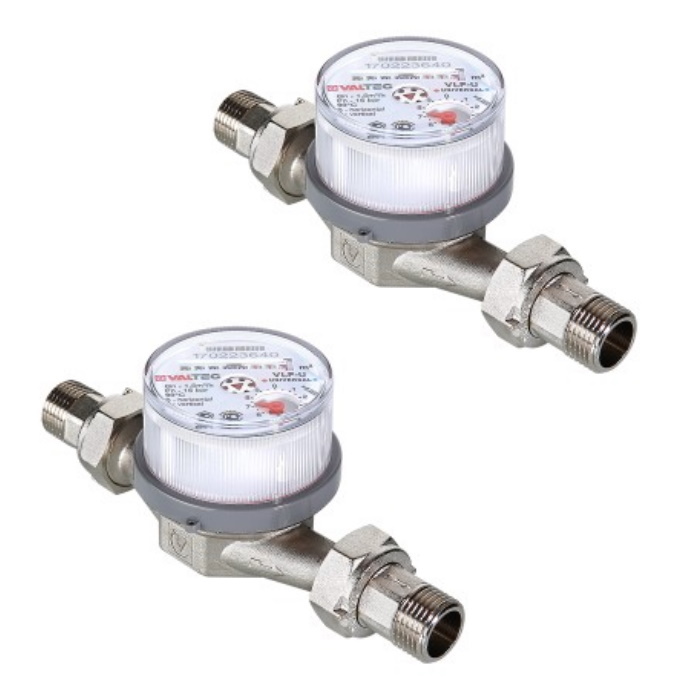 Универсальный водосчетчик крыльчатый Valtec 1/2\" VLF-U (2 штуки ...