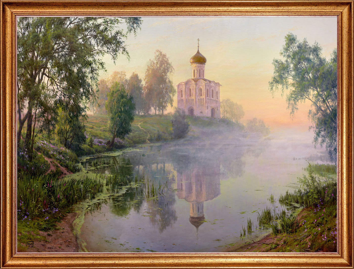 Пейзаж с Церковью маслом Бебия Владимир