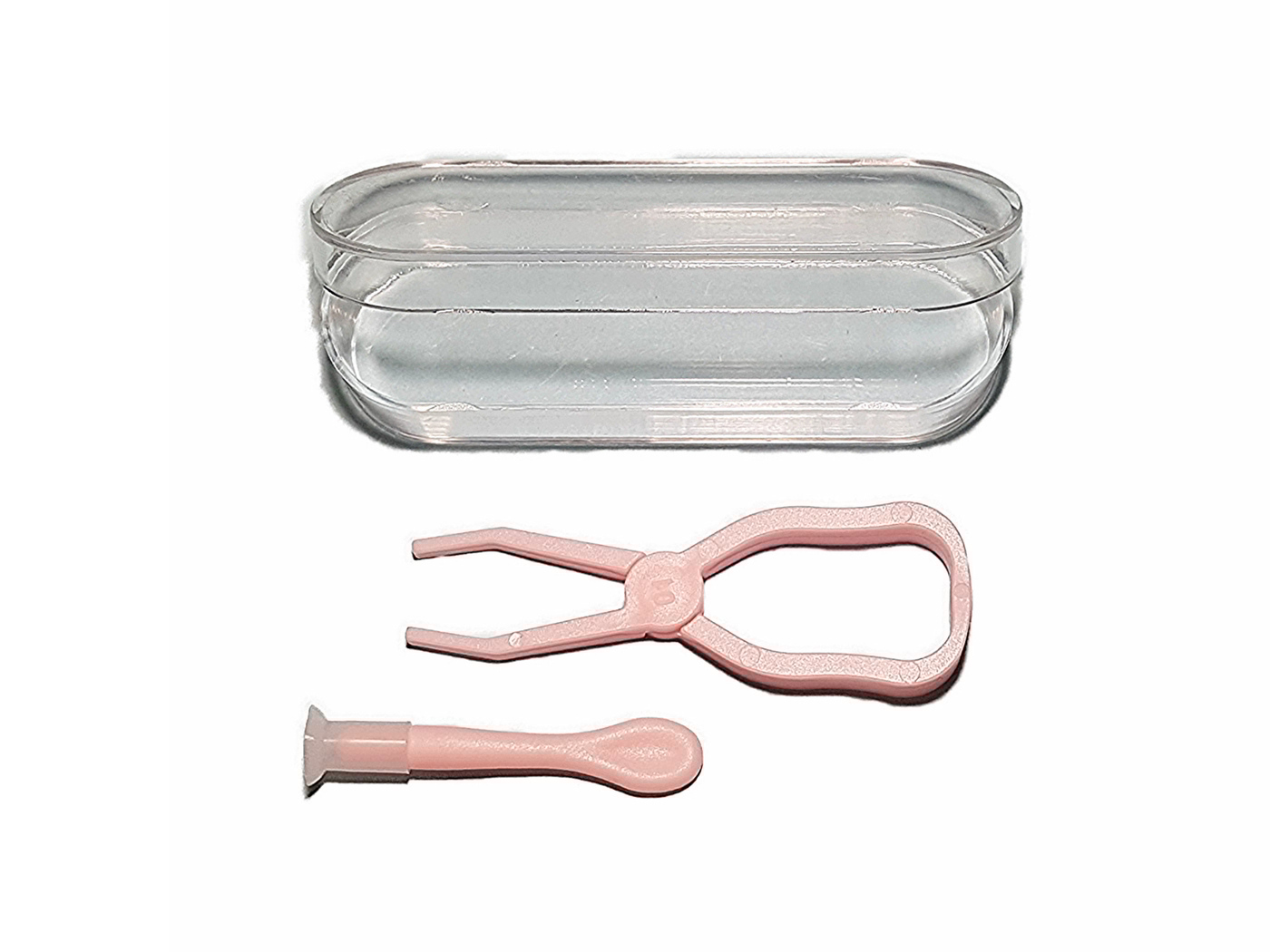 Пинцет-ножницы пластиковый с лопаткой для контактных линз розовый ...