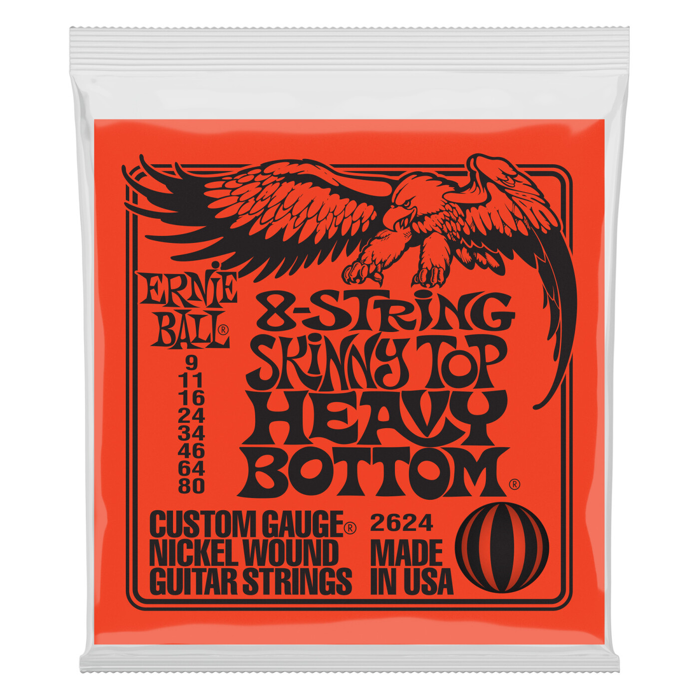 ERNIE BALL 2624 Nickel Wound Slinky Skinny Top Heavy Bottom 9-80 Струны для 8 струнной электрогитары