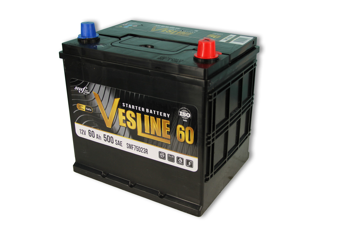 Автомобильный аккумулятор VESLINE Asia 60Ач 500А обратная полярность ...