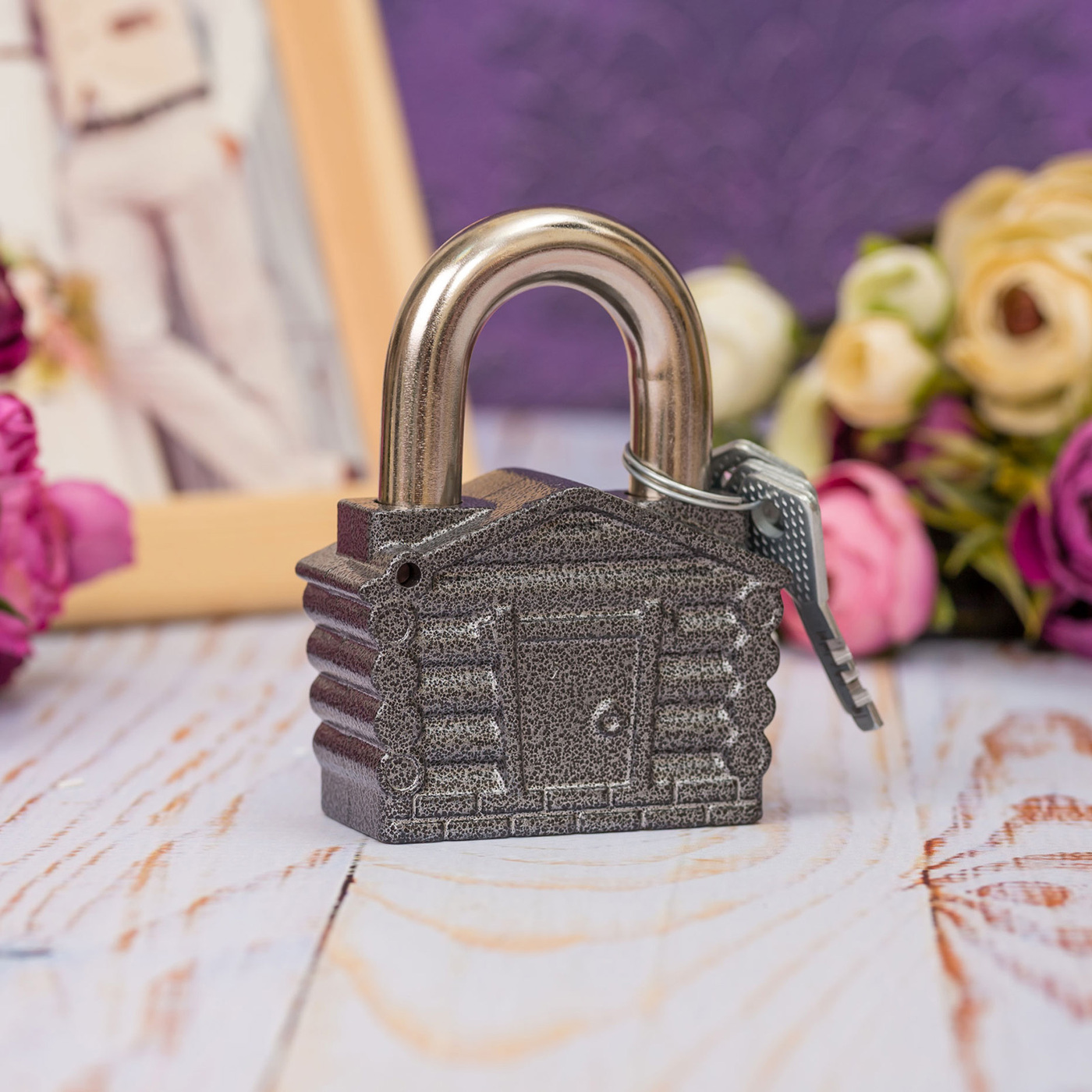 Металлический амбарный замок любви на счастье молодоженам "Домик ...