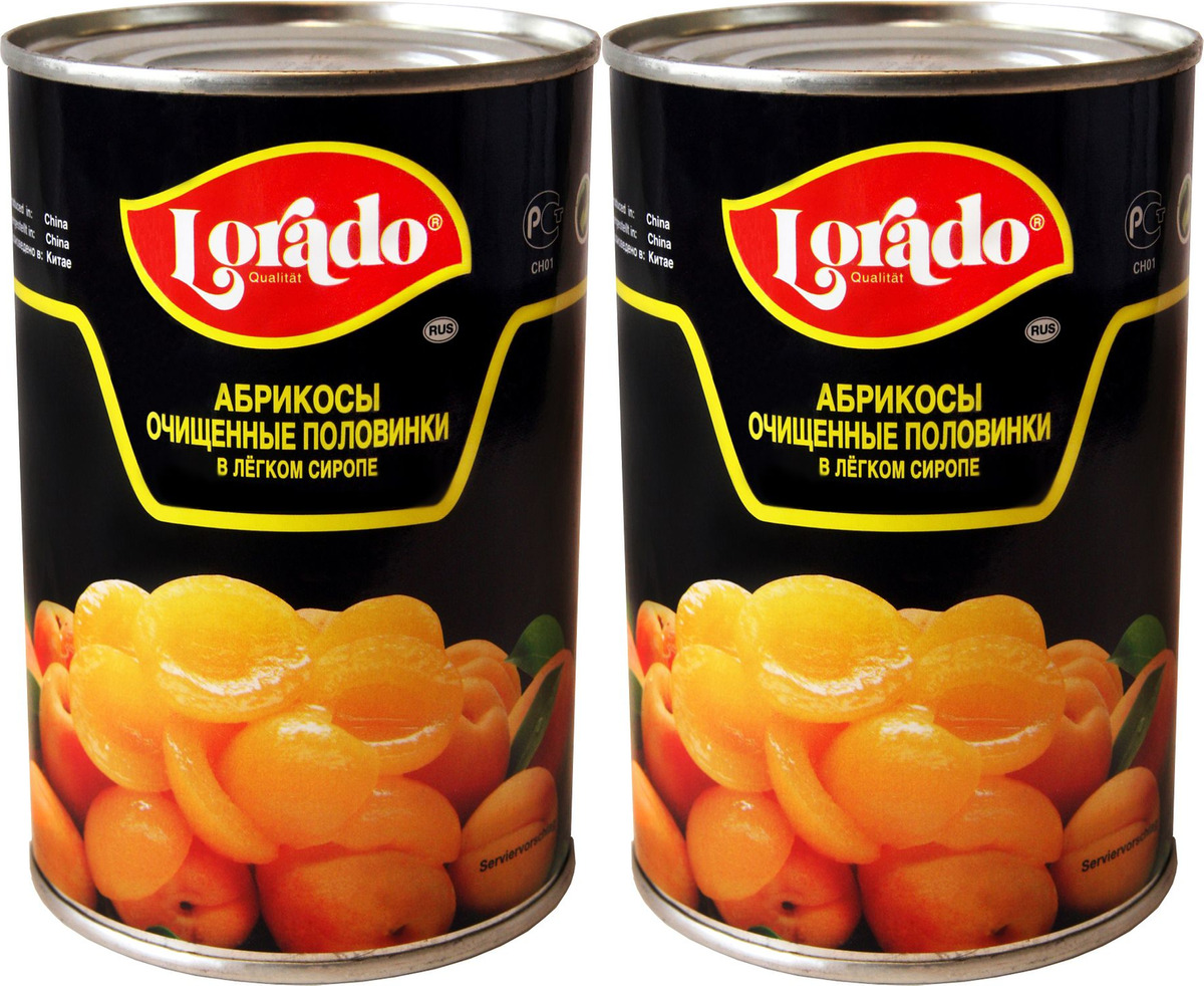Абрикосы Lorado половинки в легком сиропе, набор 2 штуки — купить в