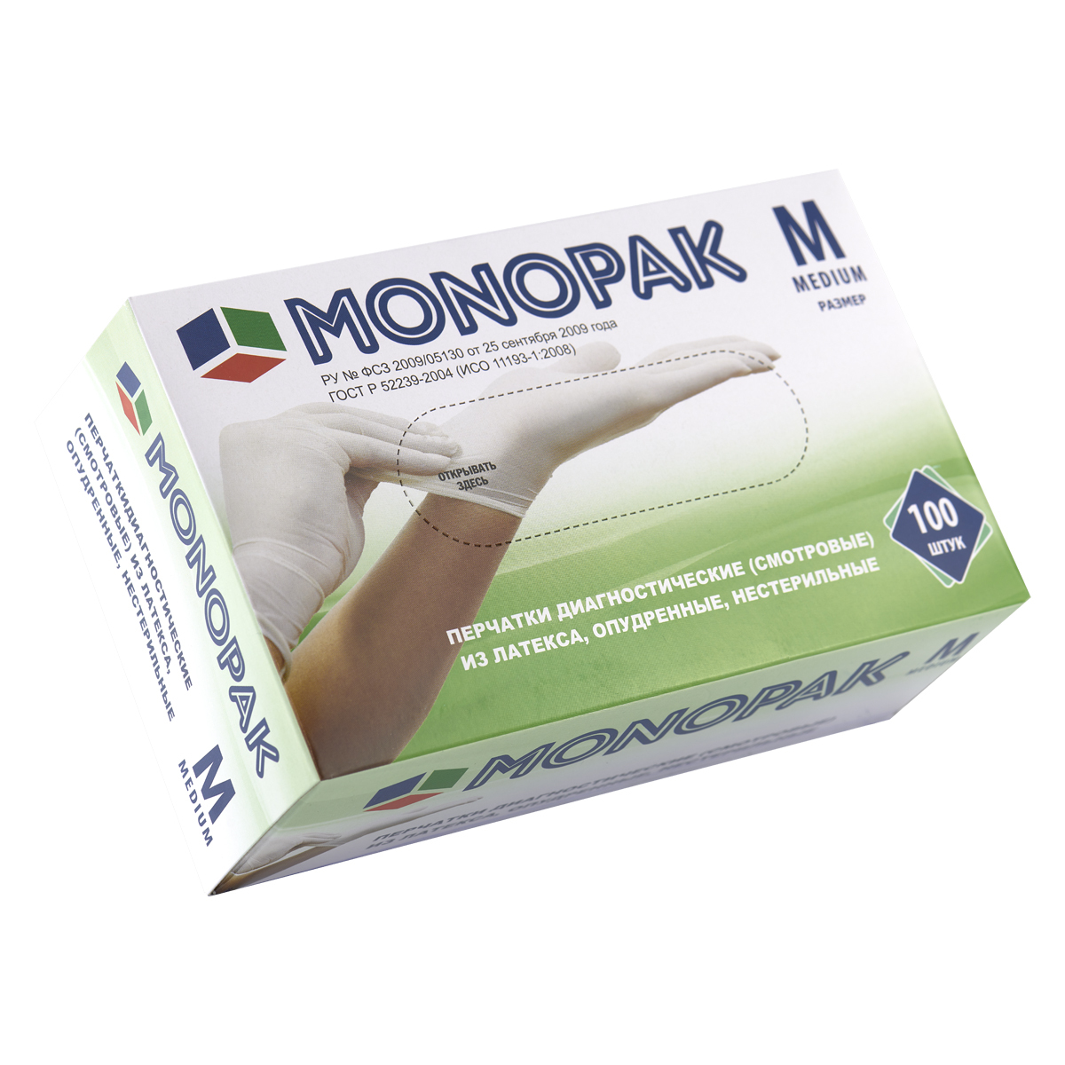 Перчатки медицинские Monopak, 100 шт, M, Натуральный латекс — купить в ...
