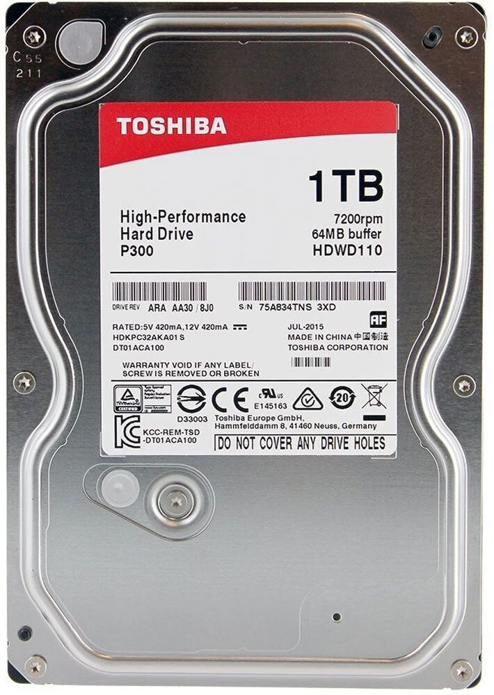 Toshiba1ТБВнутреннийжесткийдискP3003.5"7200(HDWD110UZSVA).Уцененныйтовар