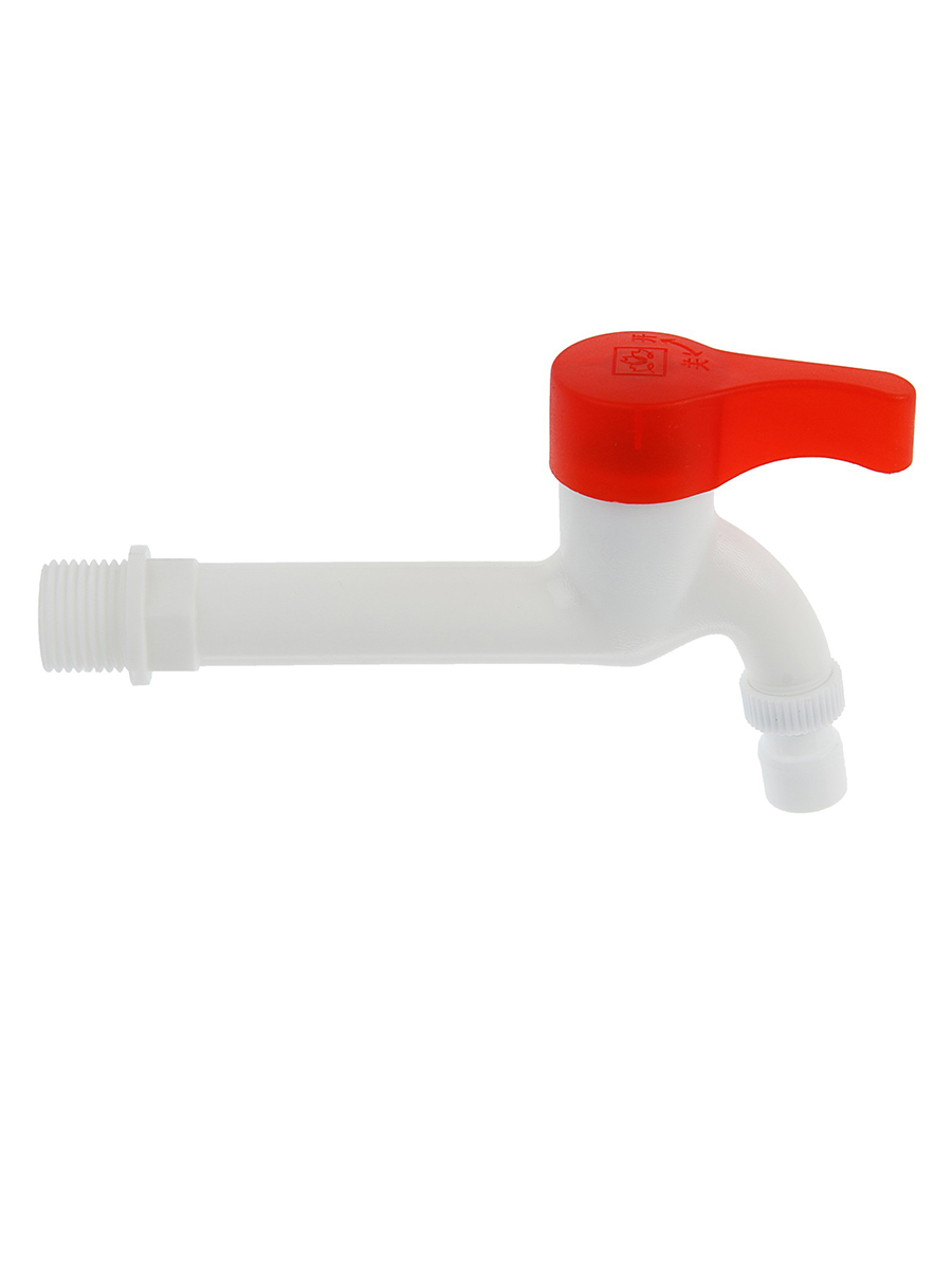 Кран водоразборный, универсальный, с плоской ручкой, удлиненный, PP ...