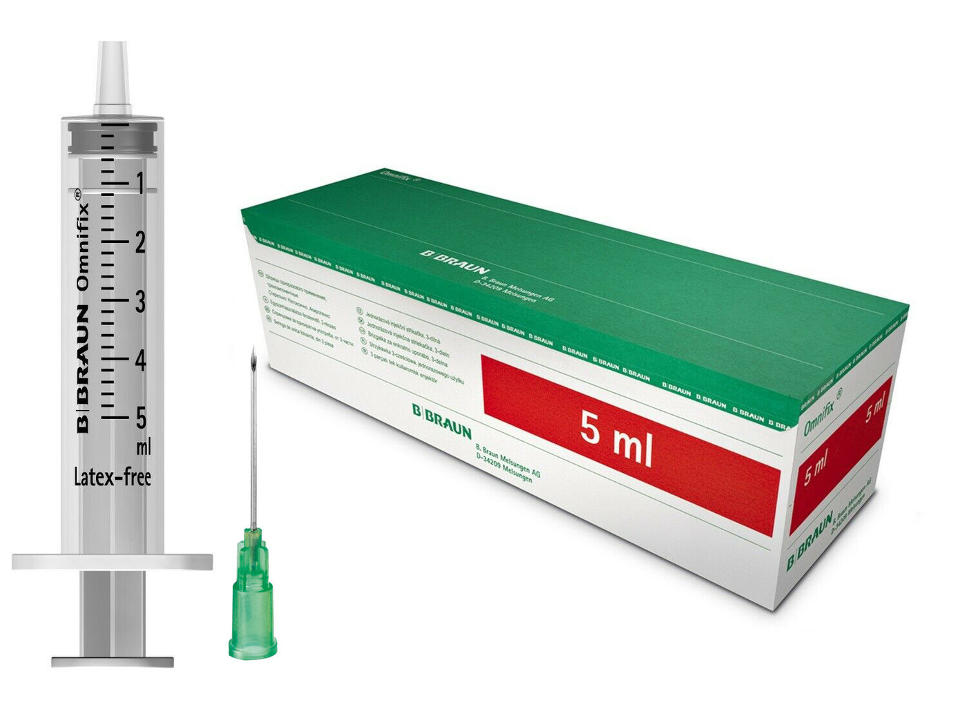 Шприц 3-х компонентный 5мл, игла 21G (0,8x40), Б.Браун Омнификс - 100 ...