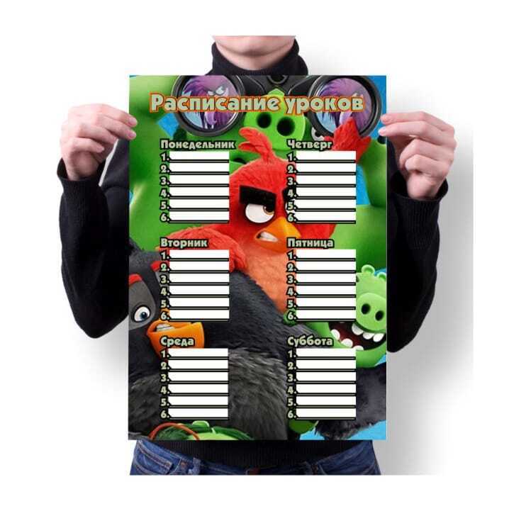 Расписание уроков Mewni-Shop А3 Принт "Энгри Бердз" - 3 — купить в ...