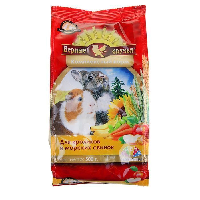 Корм "Верные друзья" для кроликов и морских свинок, 500 г — купить в ...