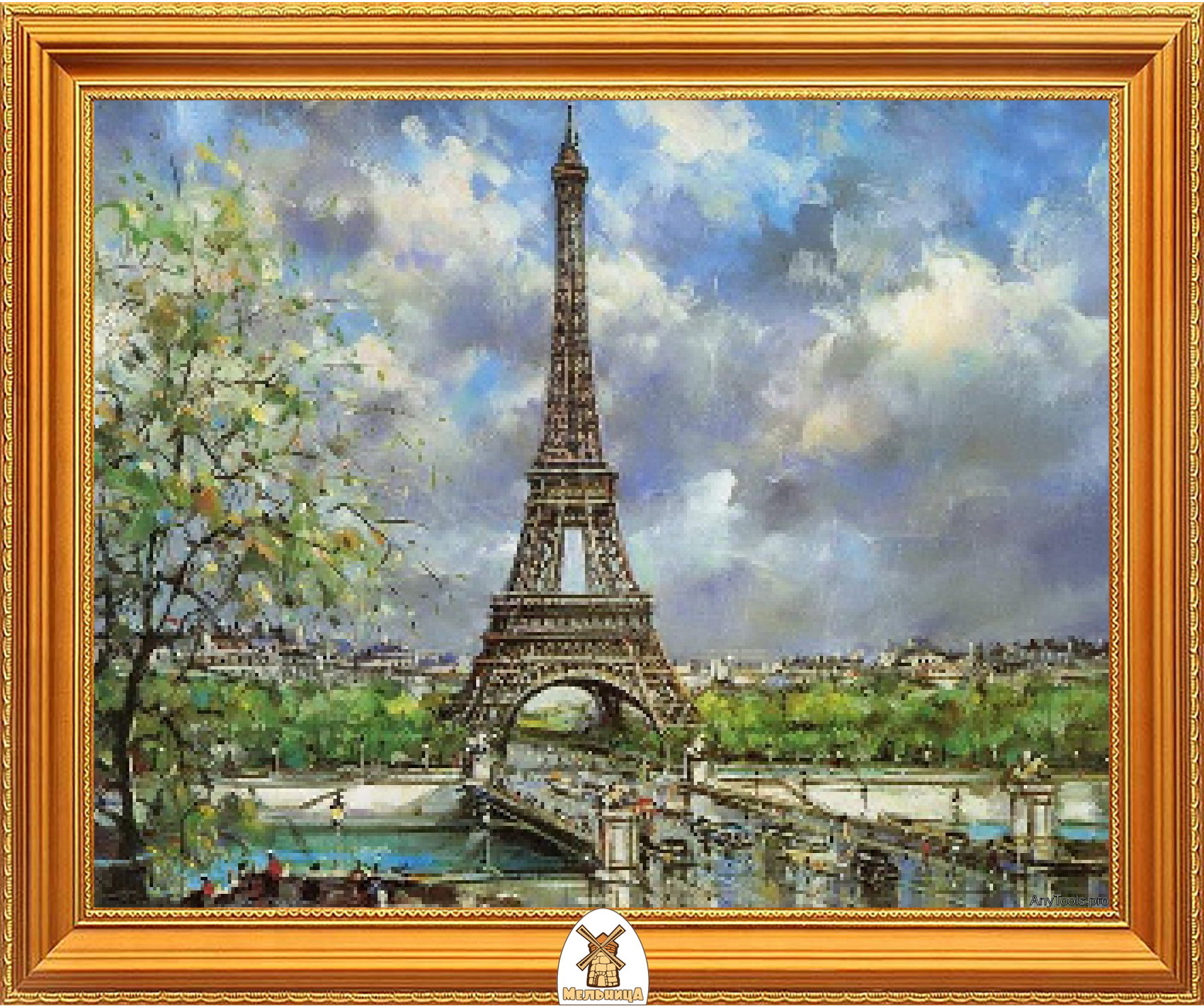 Эйфелева башня в Париже маслом