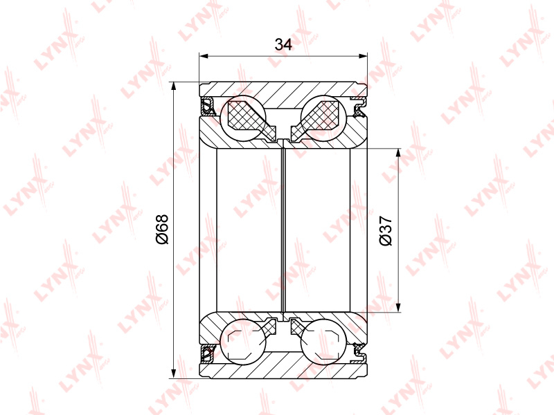 Подшипник полуоси задней (34x37x68) LYNXauto WB-1519. Для: MITSUBISHI Митсубиси Pajero(Паджеро) Pinin 1.8 99-07