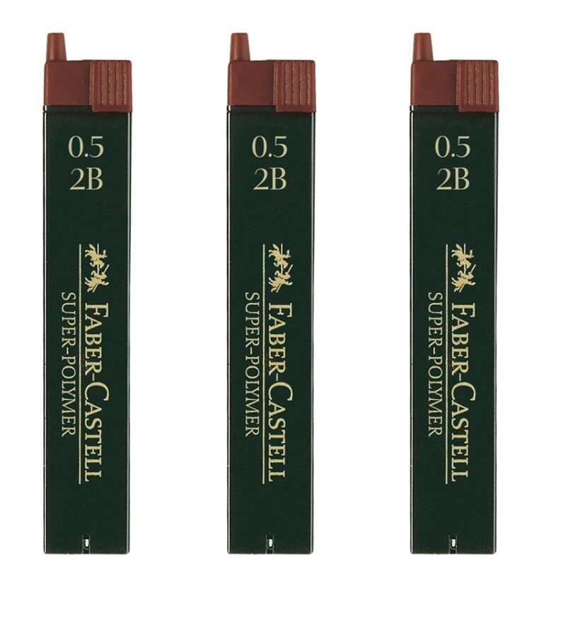 Грифели Faber-Castell Super-Polymer 0,5 мм, твердость 2B, 3 тубы по 12 шт.