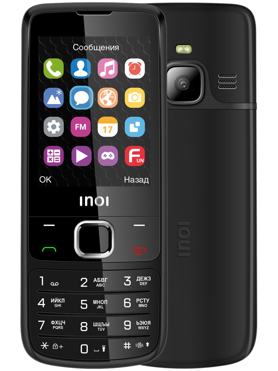 Мобильный телефон INOI 243 металлический корпус, черный - купить по  выгодной цене в интернет-магазине OZON (201578524)