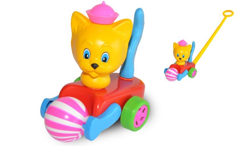 PolToys Каталка на палочке Кот, с мячиком, 30х25х16 см