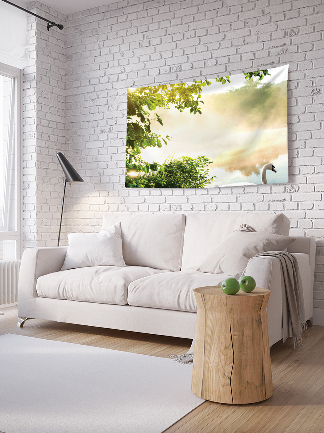 лебеди на стене. декор кирпичами фреска лебедь белая. ковер с лебедями на стену. стена в лебеде. фреска на стену лебеди.