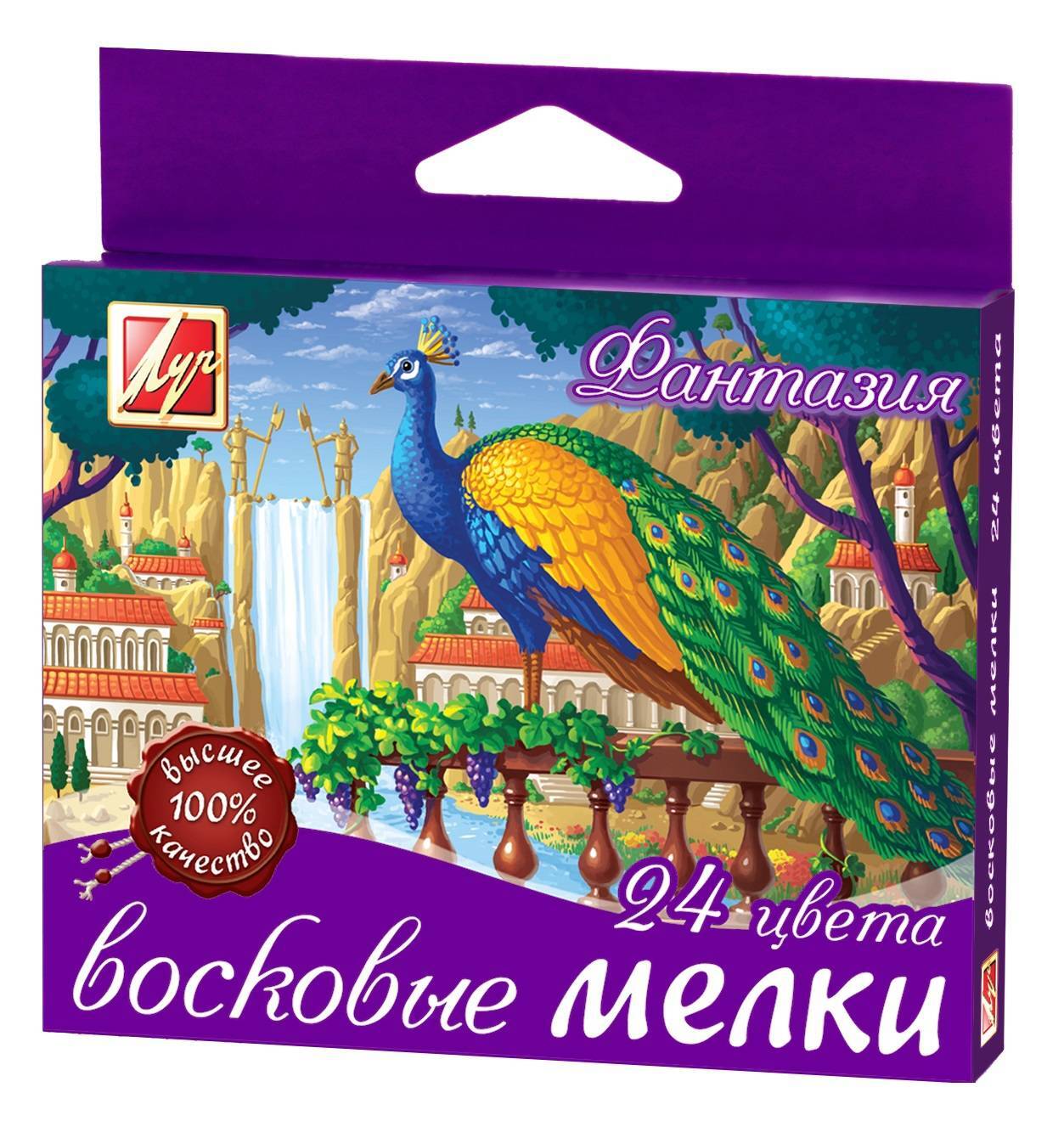 Луч Набор восковых мелков Фантазия, 24 цвета, утолщенные, 9 мм, круглые, смываемые/