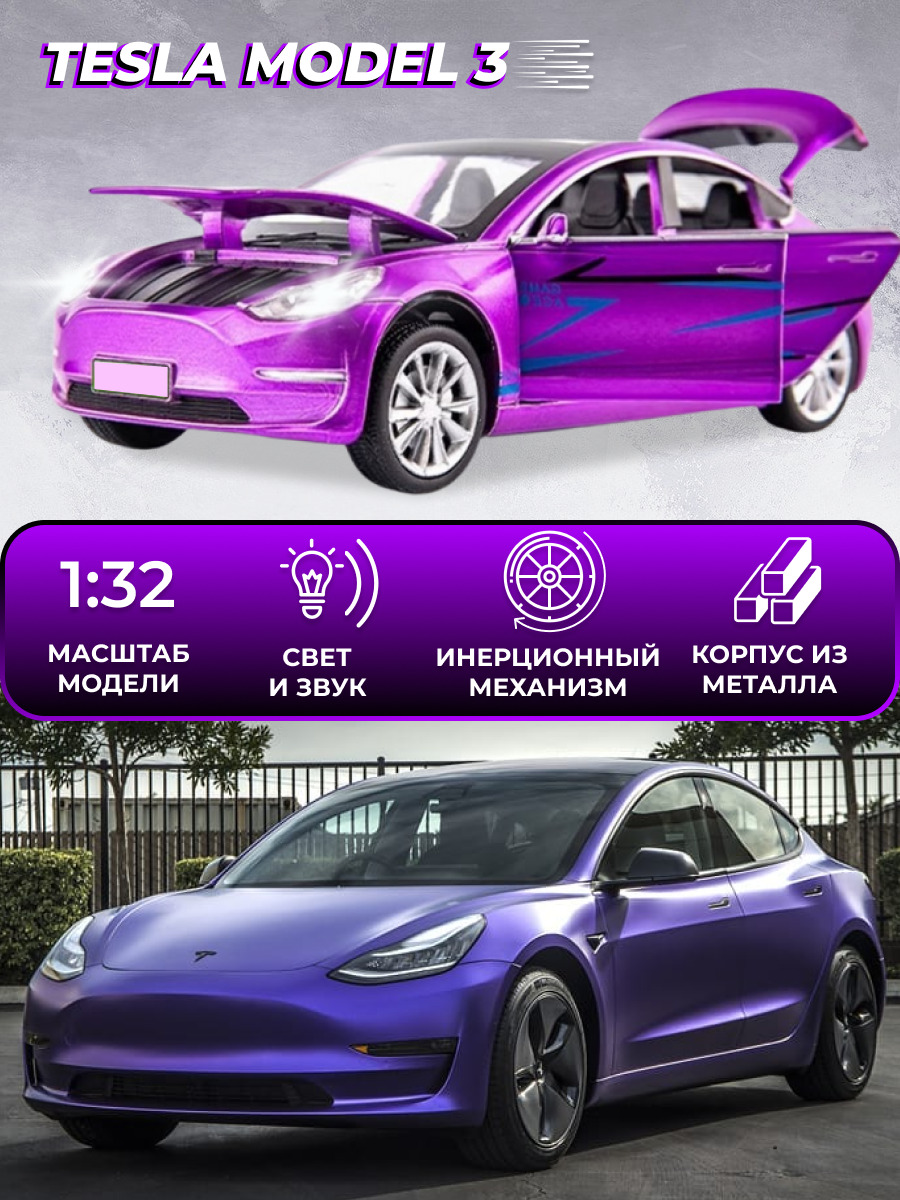 Коллекционная машинка металлическая Tesla Model 3, инерционные модели  машинок Тесла - купить с доставкой по выгодным ценам в интернет-магазине  OZON (616703705)