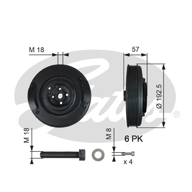 Шкив коленвала TVD1033A (7845-20045) GATES TVD1033A