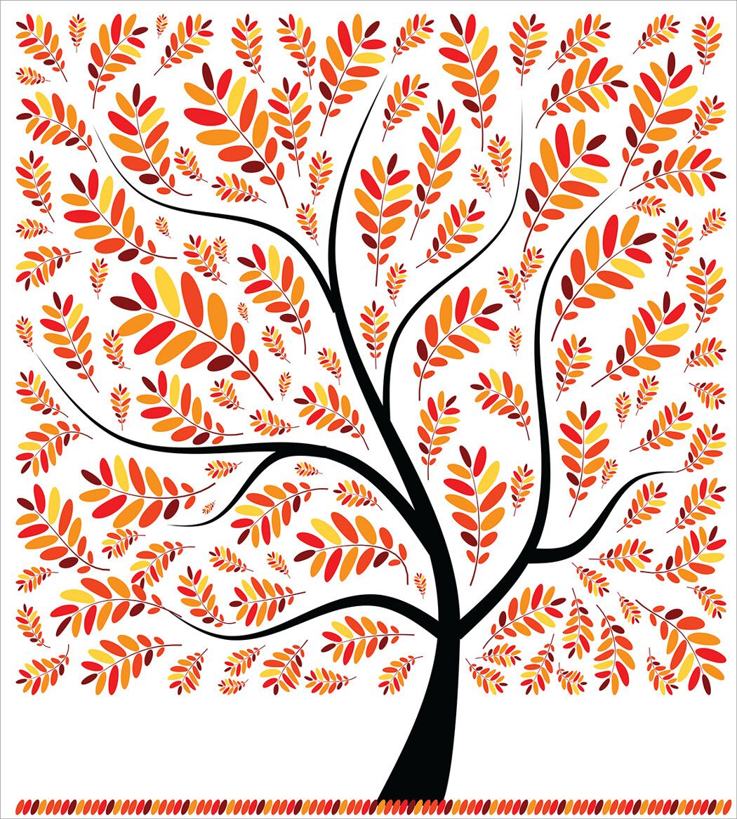 Осеннее дерево рисунок фломастерами