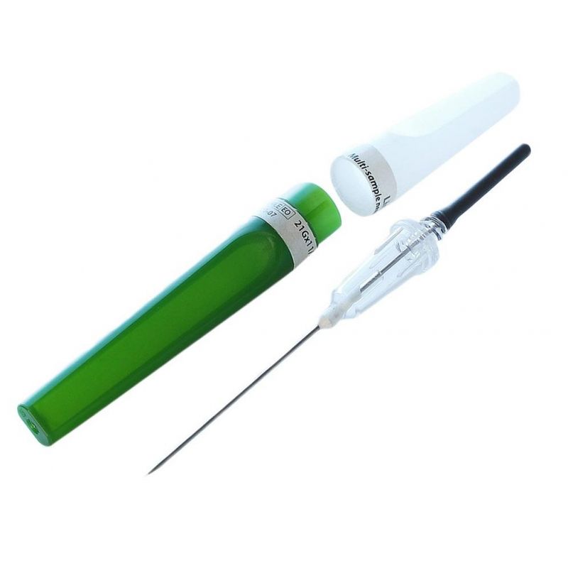 игла двусторонняя с визуальной камерой lind-vac 0. игла двусторонняя, зеленая, 21g*1 1/2" improvacuter. к вакуумным пробиркам 21g* (0,8*25) с камерой визуализации. игла двусторонняя 21g 0. диаметр иглы 23g.