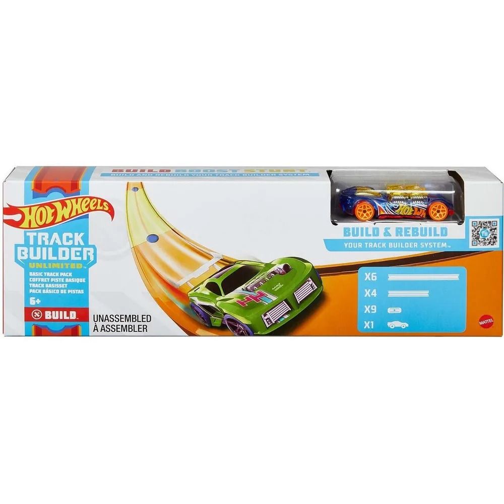 Игрушечный трек Hot Wheels Конструктор трасс Прямые трассы с машинкой, GVG13