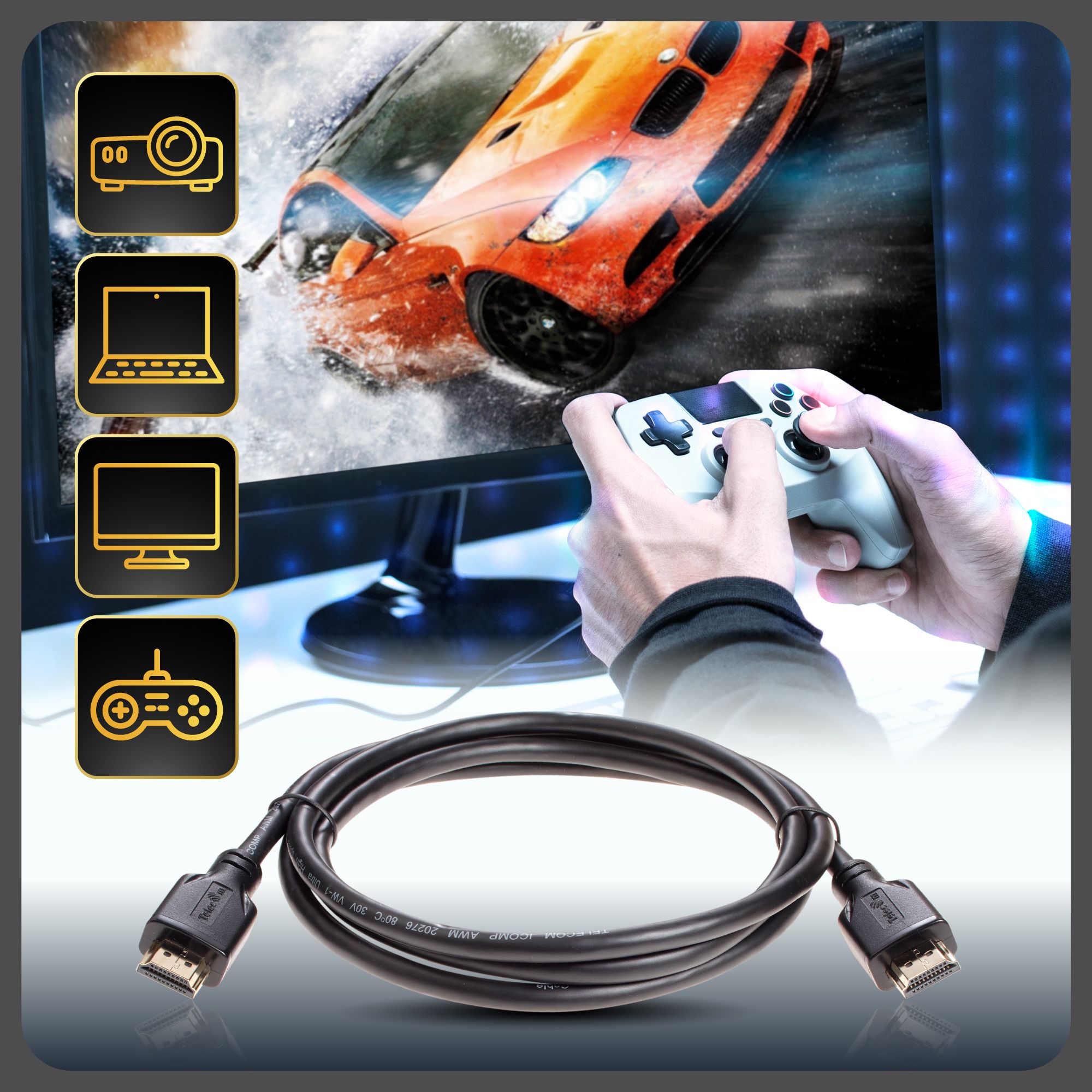 Кабель hdmi 5m/4. 1 telecom. Кабель hdmi 2. 5m. 1 telecom.