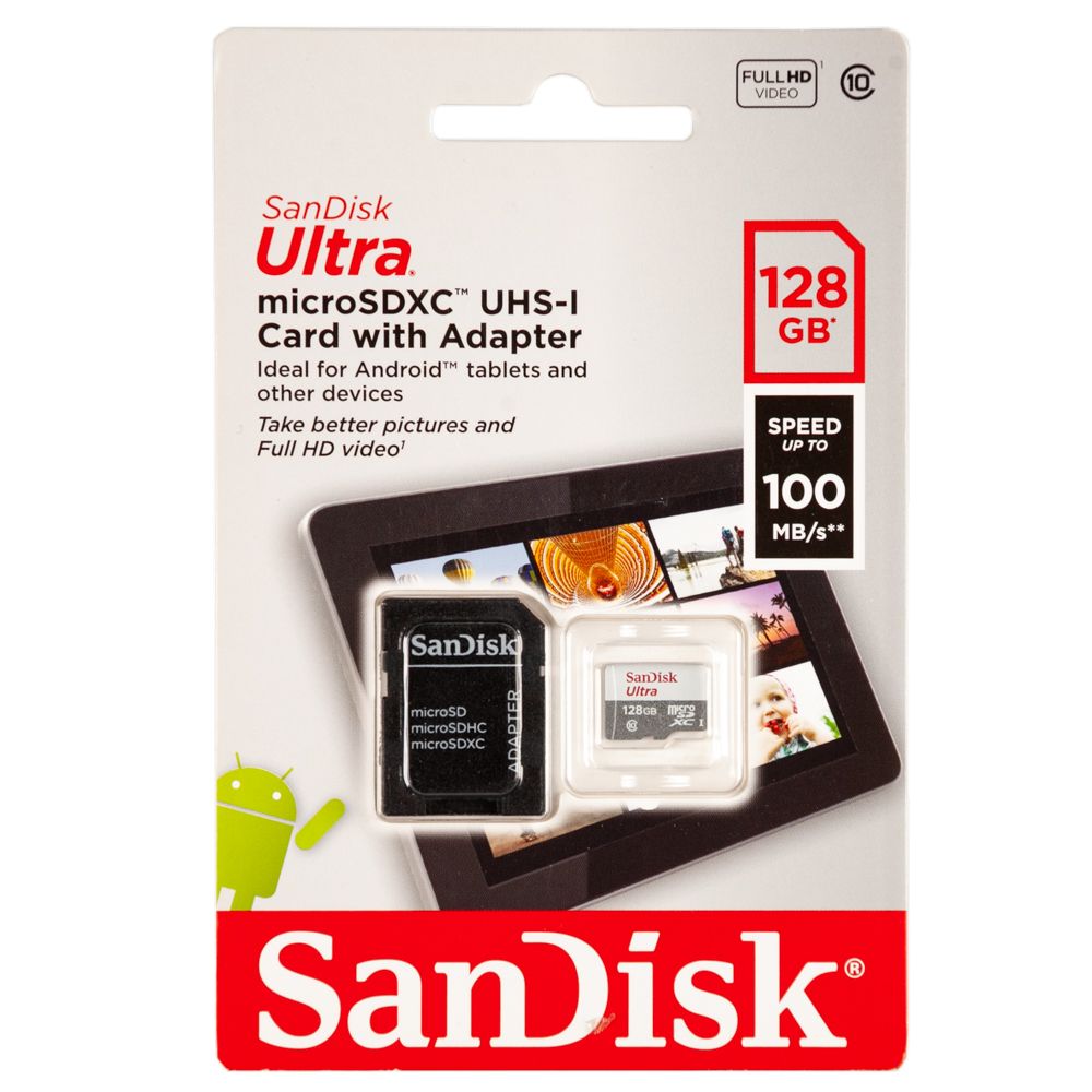 Карта памяти sandisk ultra 128 гб sdsqunr 128g gn6mn