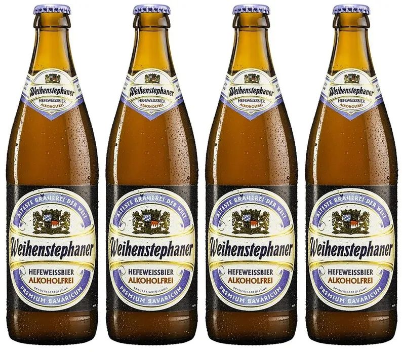 Пиво светлое нефильтрованное Weihenstephan Hefe-Weissbier безалкогольное, 4 шт по 0.5л 