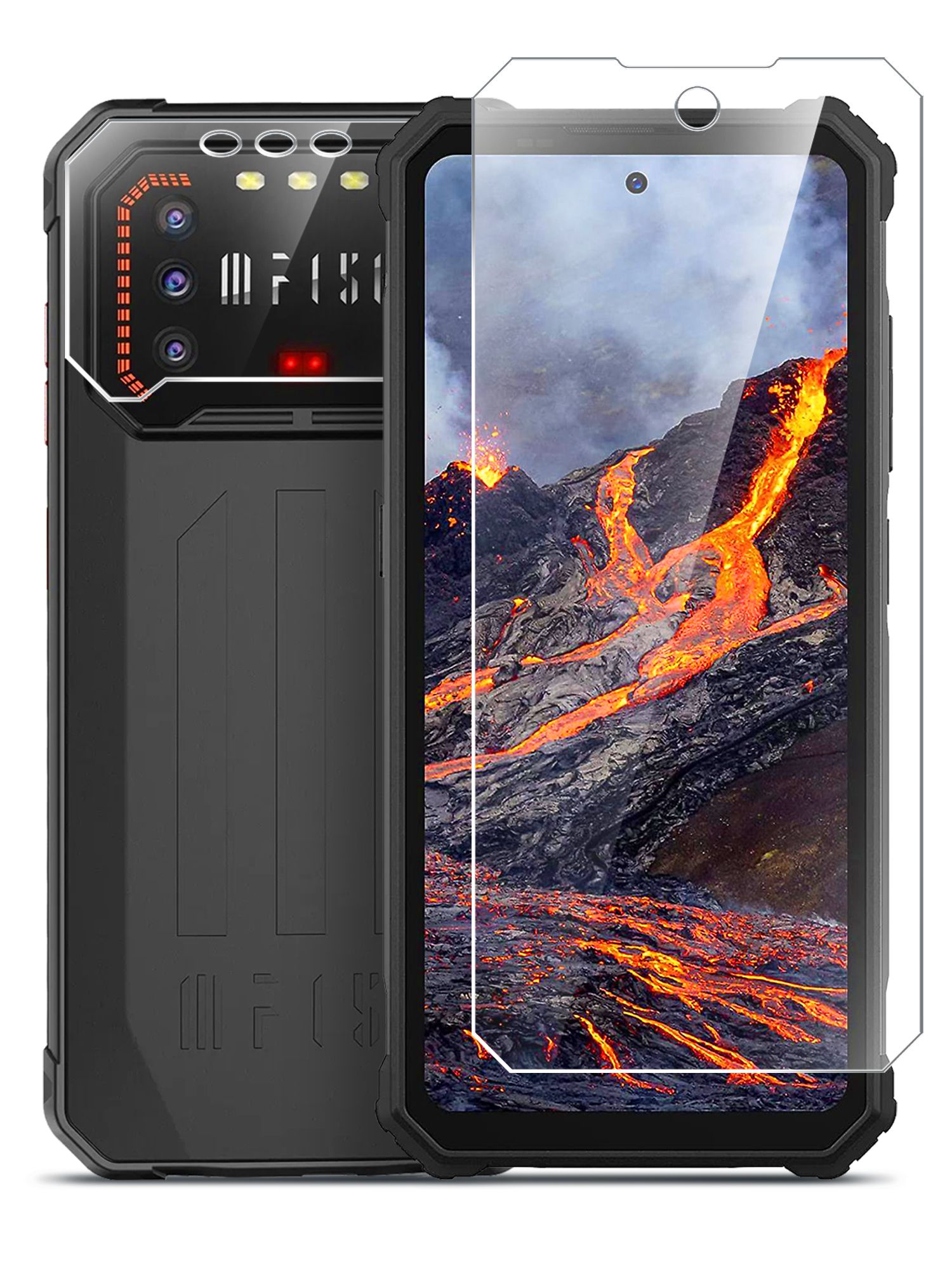 Защитное стекло на Oukitel F150 Air 1 Pro / B1 / B1 Pro на Экран и Камеру,  гибридное: пленка + стекловолокно, прозрачное силиконовая клеевая основа ...