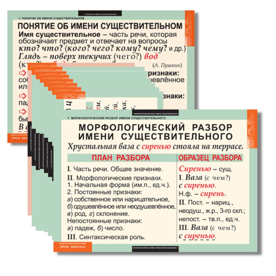 Наглядные пособия по русскому языку, имя существительное - купить с  доставкой по выгодным ценам в интернет-магазине OZON (822397557)