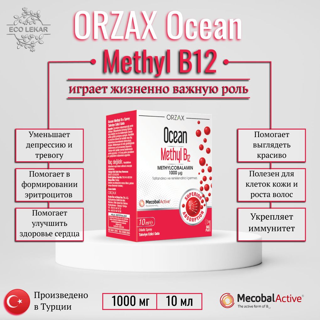 Ocean Methyl B12, ORZAX, Витамин В12 (Спрей), 10 мл, 1000 мг - купить с  доставкой по выгодным ценам в интернет-магазине OZON (820040327)