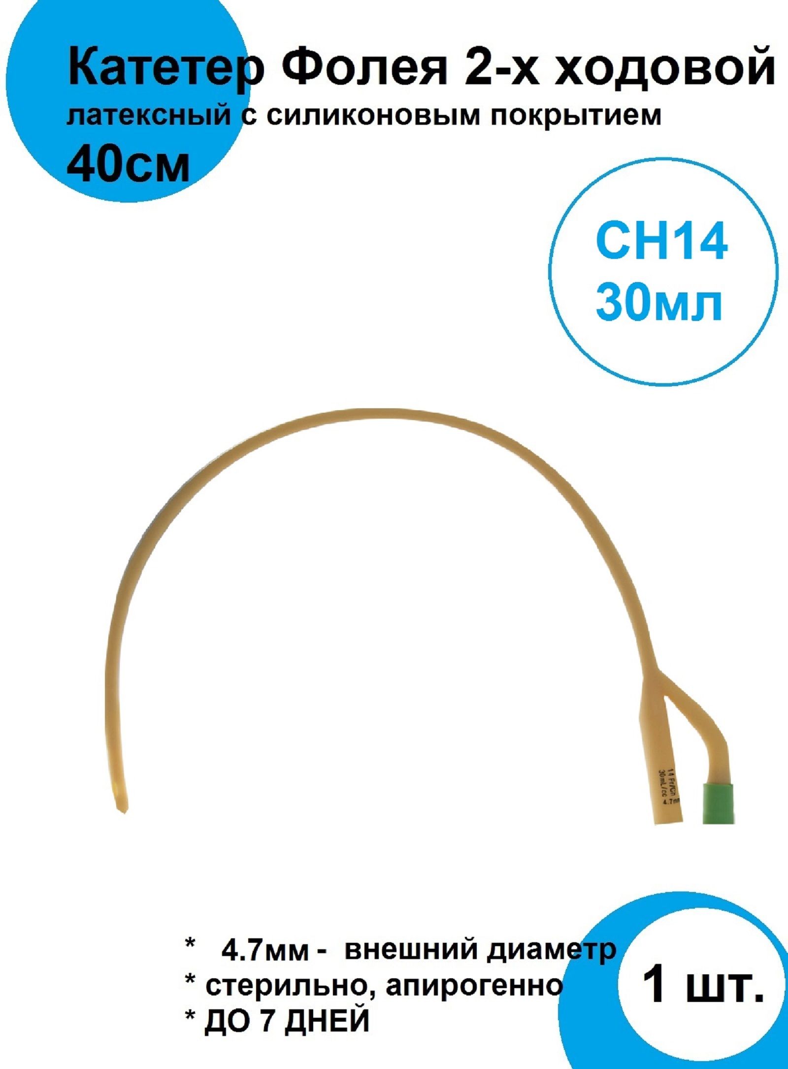Катетер Фолея INEKTA СН14 30мл 40 см, 1шт, урологический двухходовой -  купить с доставкой по выгодным ценам в интернет-магазине OZON (810367355)