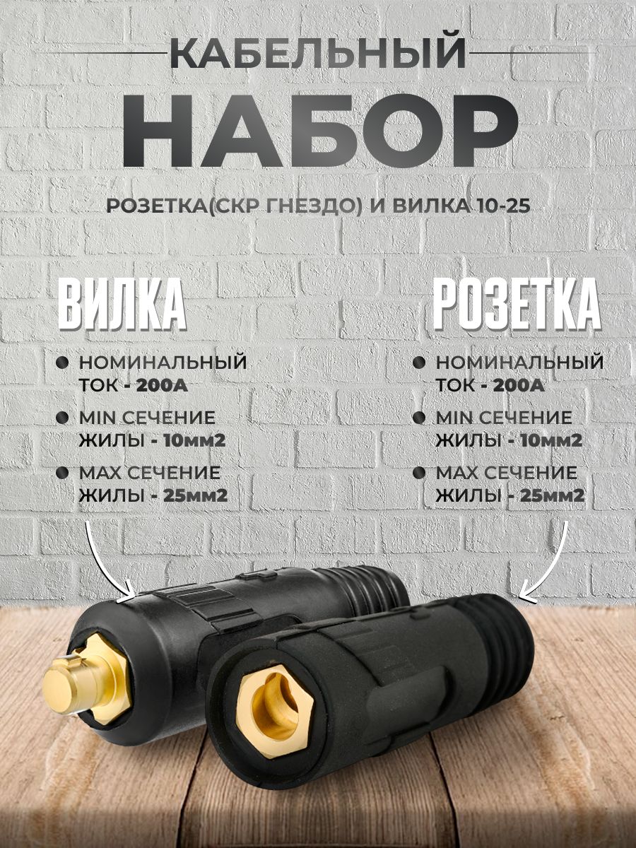 Набор кабельная розетка (СКР гнездо) и кабельная вилка (СКР вставка) 10-25