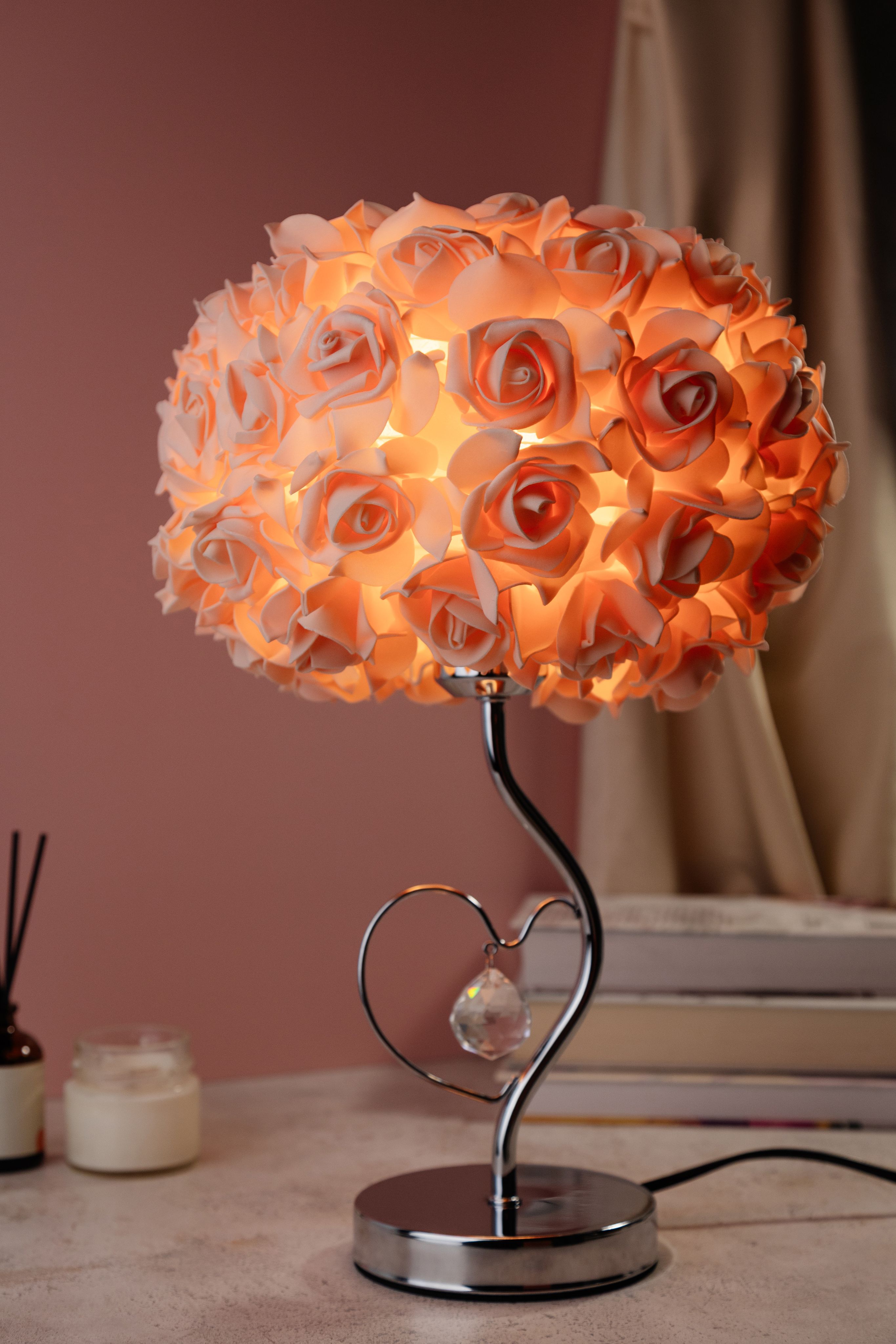 European crystal table lamp hot sale rose