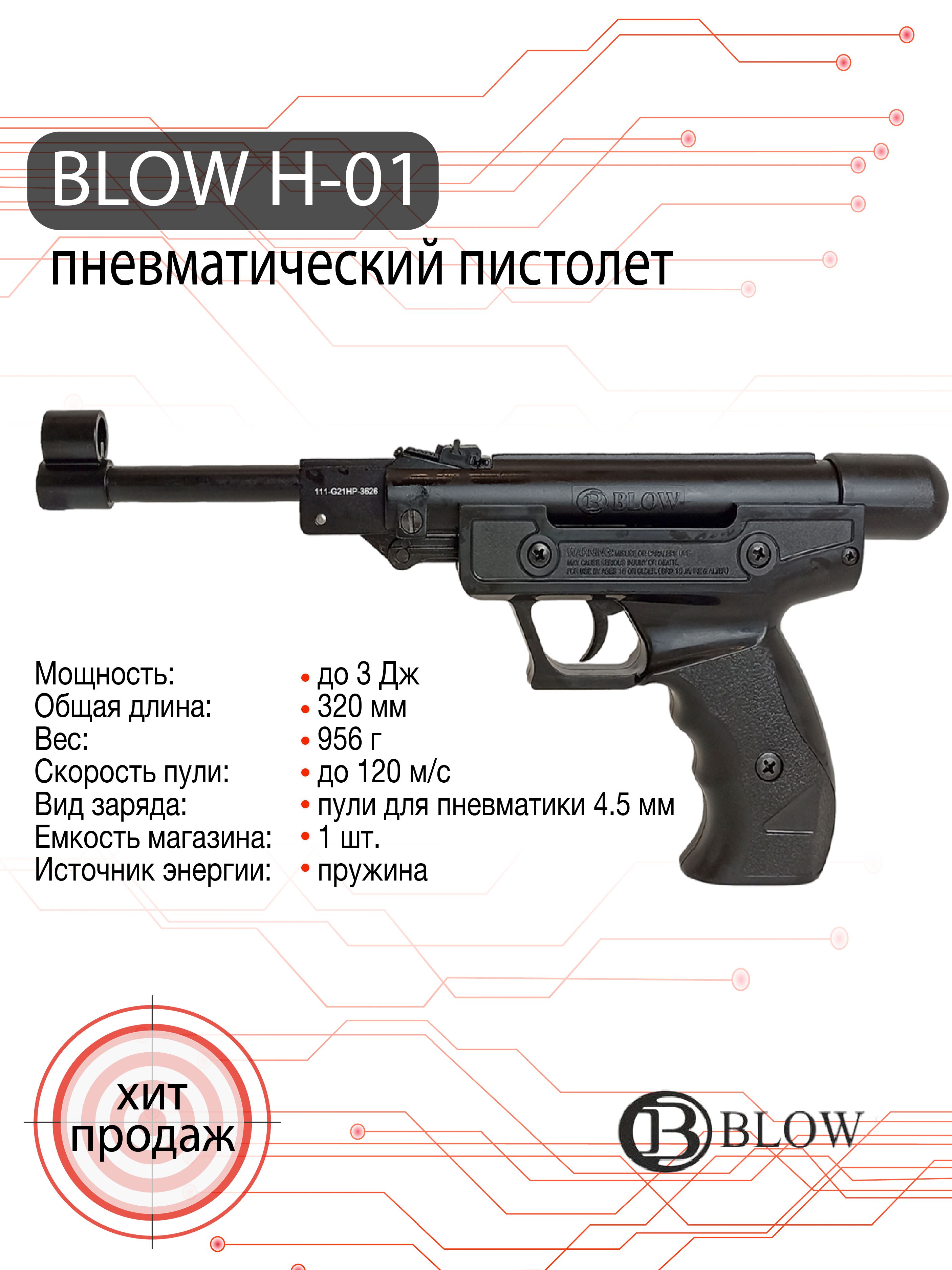 Пневматический пистолет Blow H-01