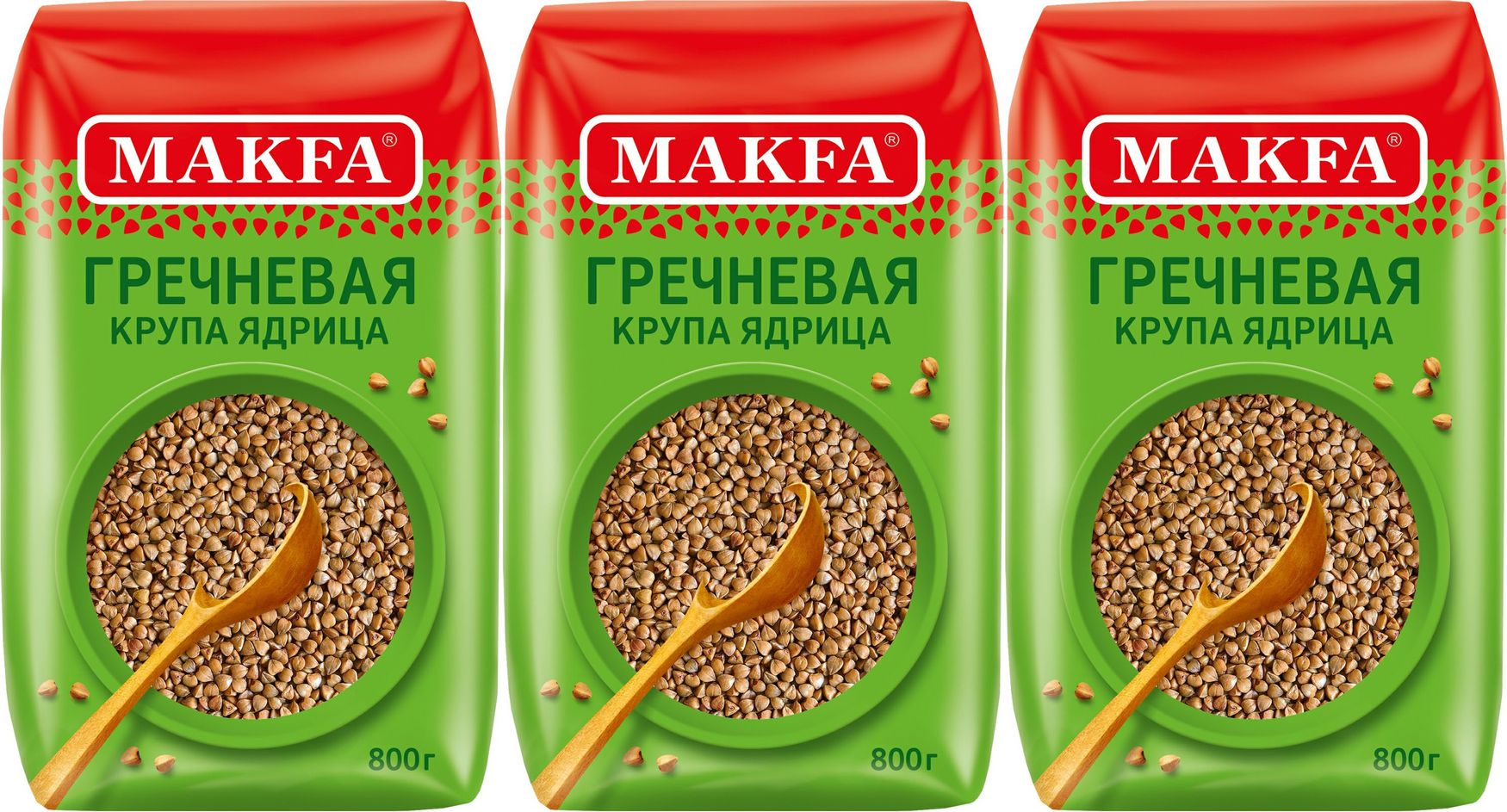 Крупа гречневая Makfa ядрица, комплект: 3 упаковки по 800 г