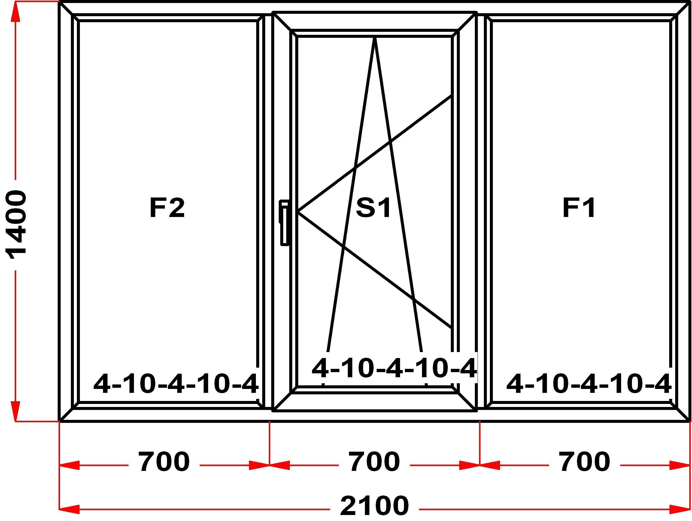 Окно 2100 1400 Rehau