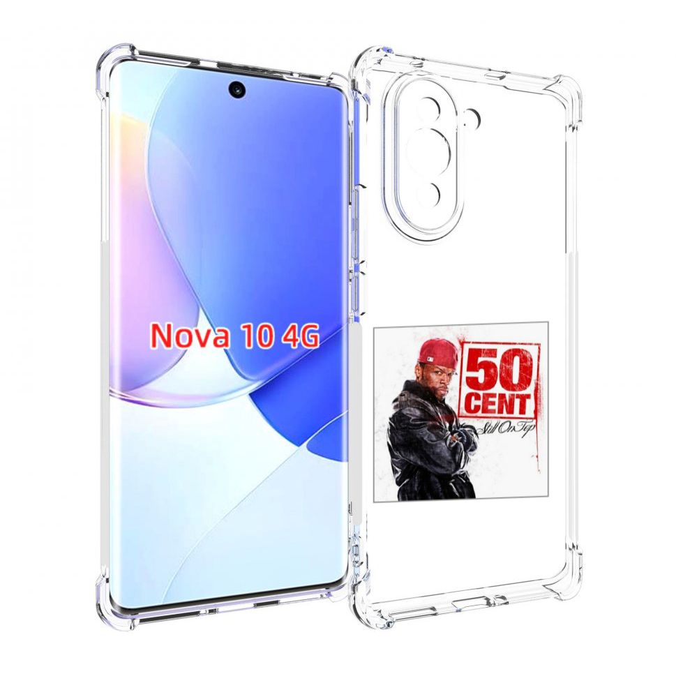 Чехол-бампер MyPads для Huawei Nova 10 с рисунком 50 Cent - Still On Top,  противоударный, силиконовый, с выступами и усиленными углами для защиты  камеры - купить с доставкой по выгодным ценам в