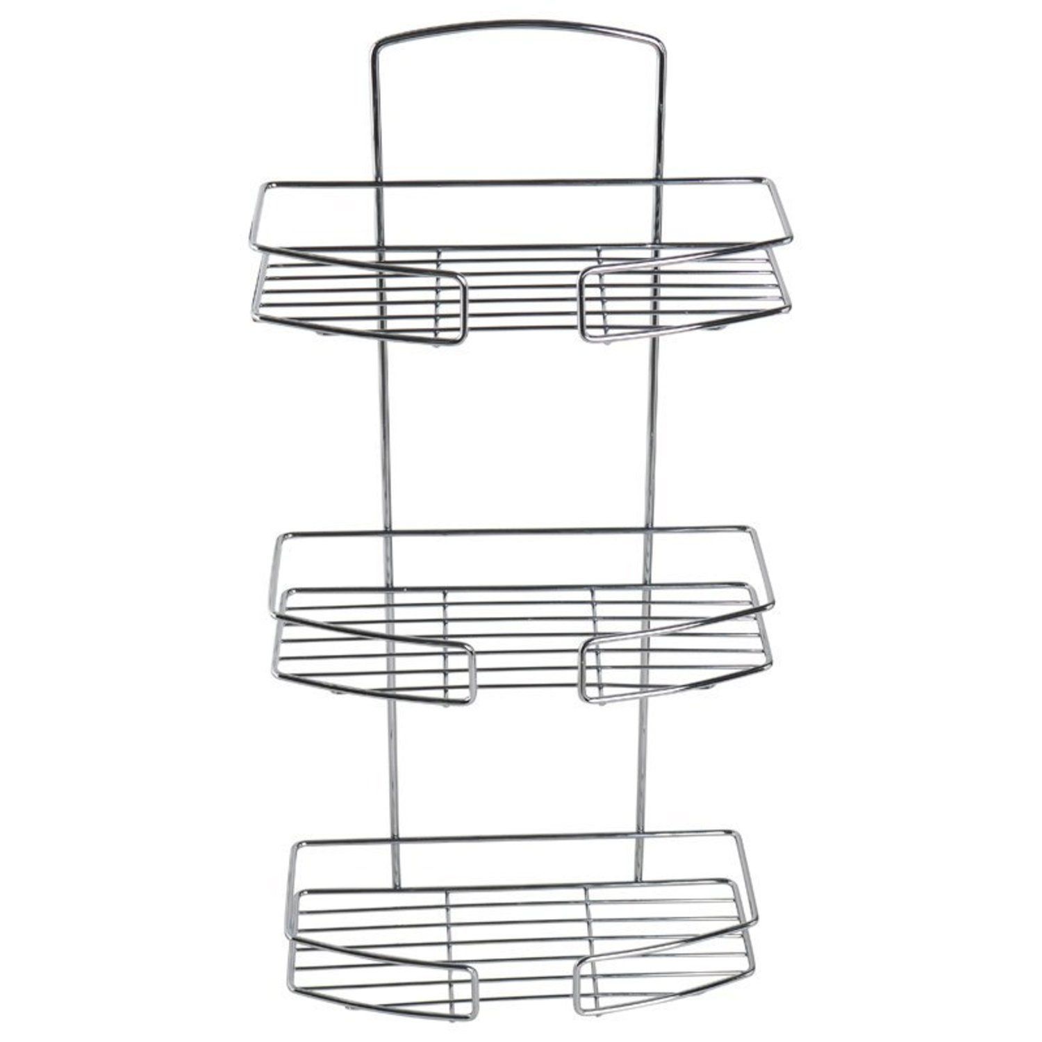 Фото товара на маркетплейсе ozon Полка для ванной настенная, трехъярусная, прямая, проволока стальная, Milardo, 013W030M44