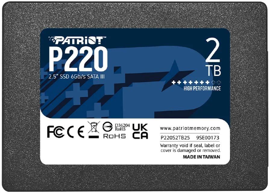 Patriot Memory 2 ТБ Внутренний SSD-диск P220 2.5" SATA3 6.0 Гбит/с (P220S2TB25)