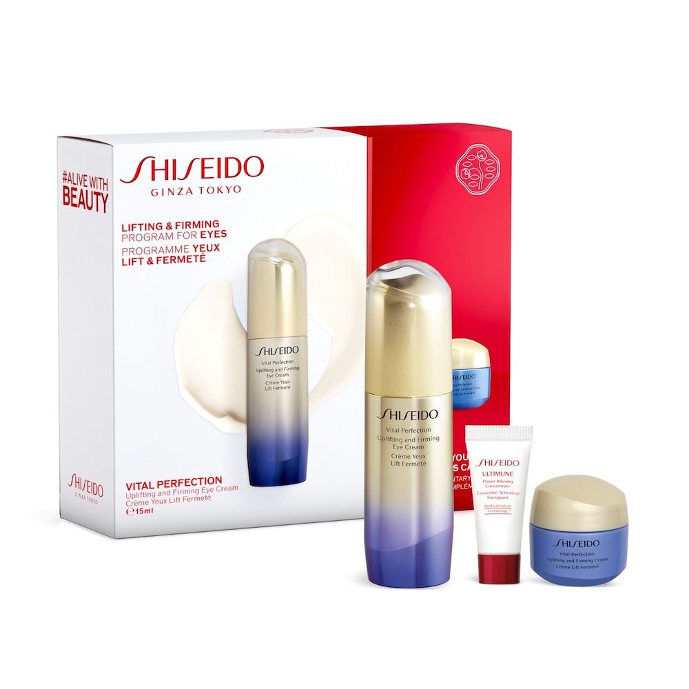 Shiseido vital perfection eye. Shiseido Vital perfection набор. Шисейдо Vital perfection Uplifting. Shiseido лифтинг крем для глаз Vital perfection. Витал Перфекшн шисейдо для глаз.