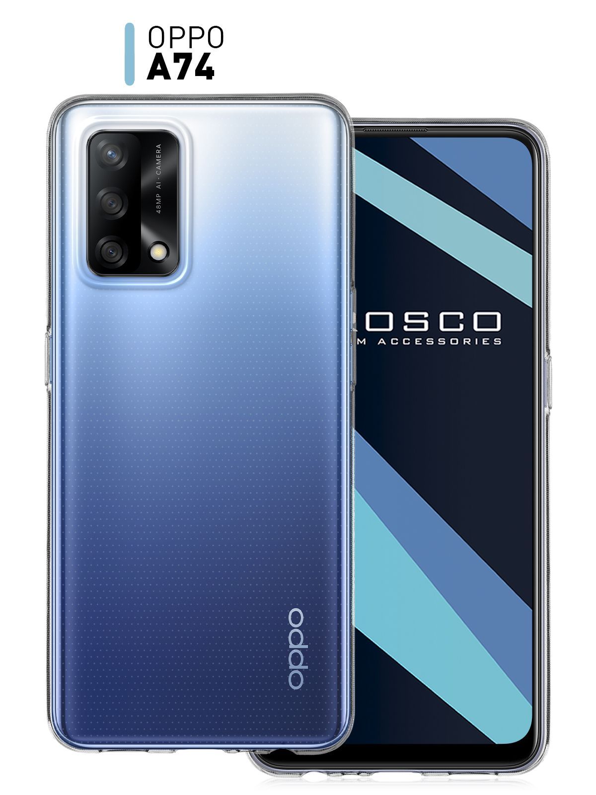 Качественный силиконовый чехол ROSCO для Oppo A74 (Оппо А74) с бортиком  вокруг модуля камер и защитой от прилипания чехла к смартфону, прозрачный -  купить с доставкой по выгодным ценам в интернет-магазине OZON (