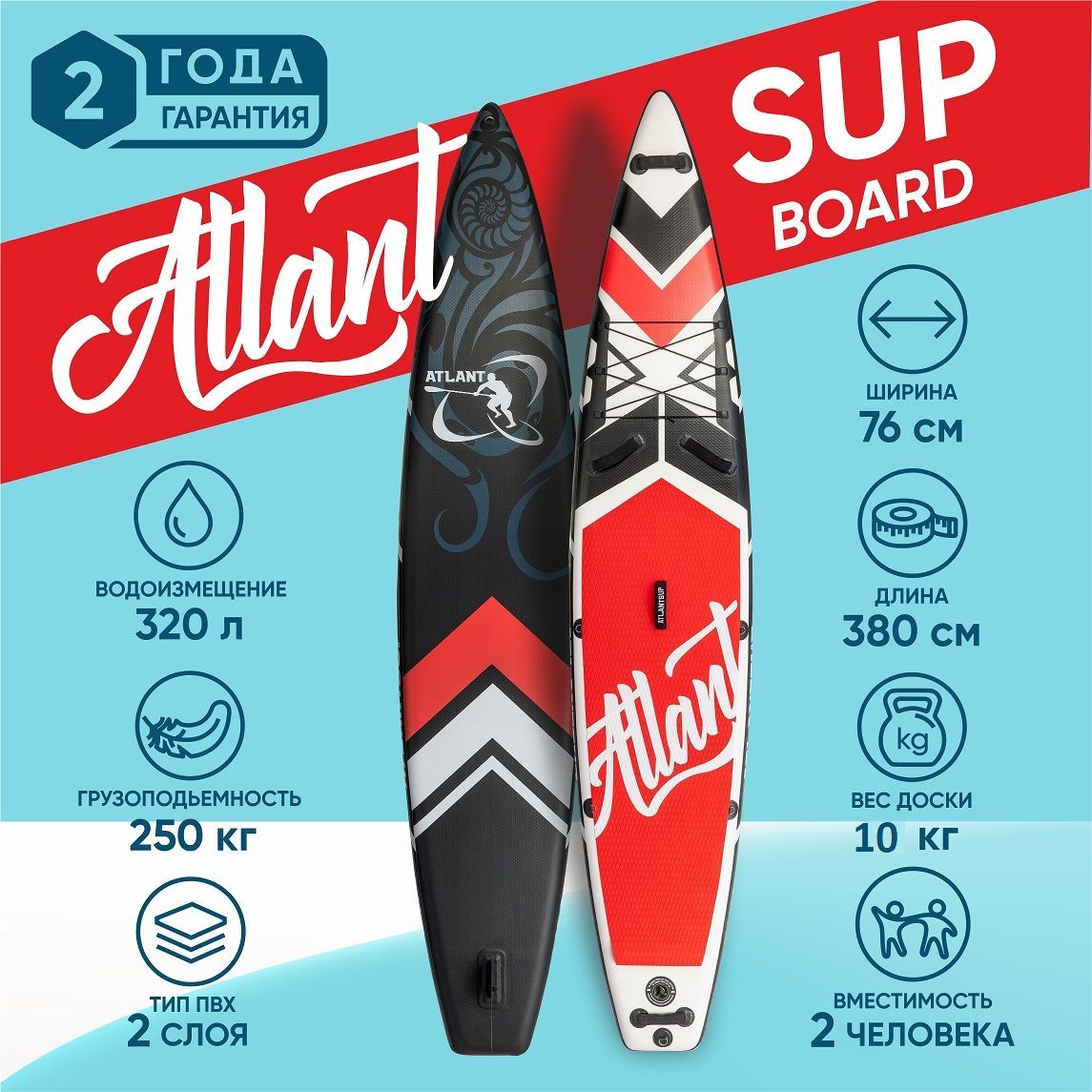 SUP Доска ATLANTSUP TOURER PRO BLACK 12.6 2023 sport version