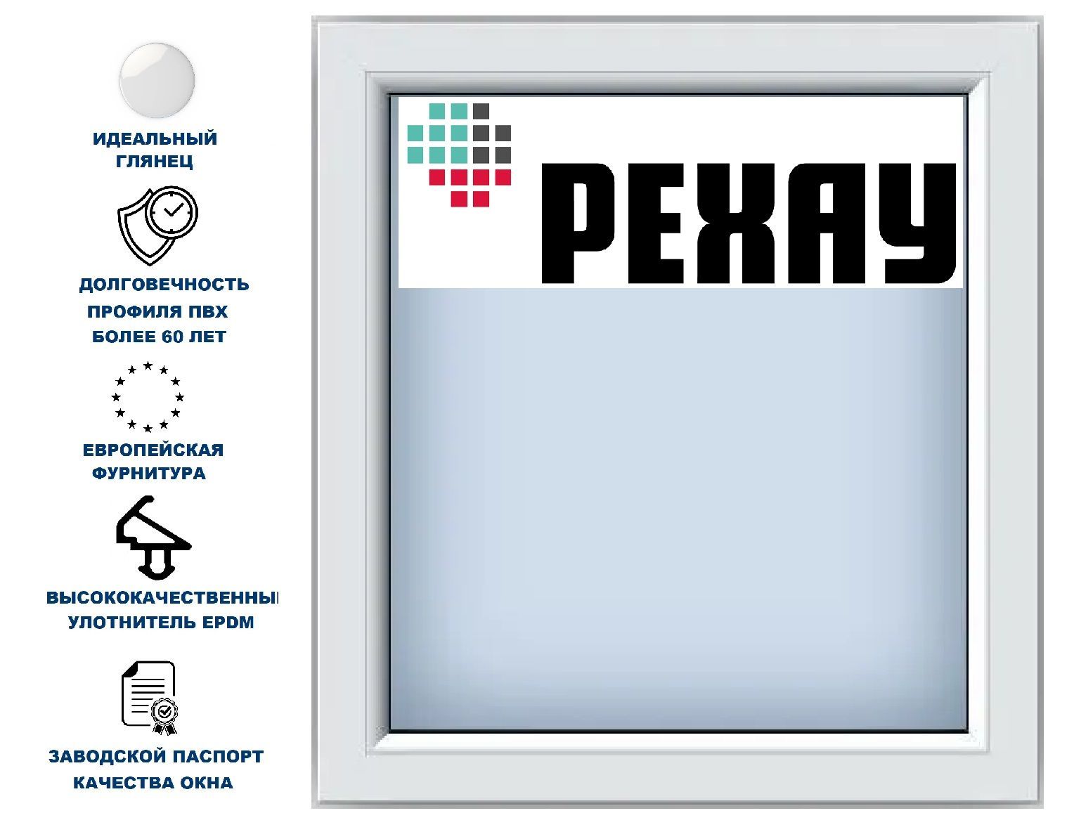 Окно ПВХ РЕХАУ, высота 500 х ширина 500 мм, профиль REHAU, одностворчатое,  глухое, мультифункциональный стеклопакет, белое - купить по выгодной цене в  интернет-магазине OZON (533475410)