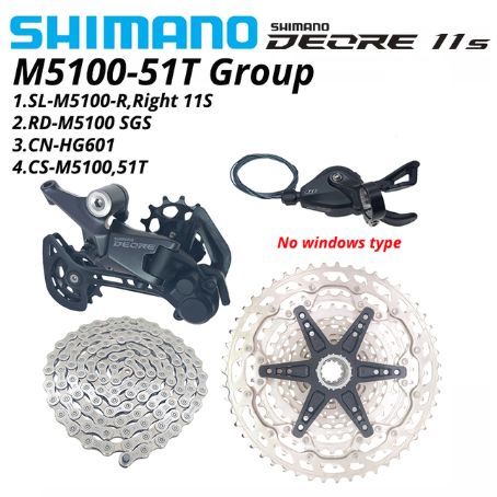 SHIMANODEORESL-M5100(Безокон)+RD,цепьHG601,кассетаM510011-51T,11-скоростнойкомплектдлягорноговелосипеда