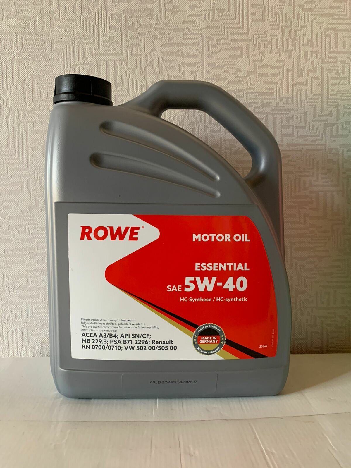 Моторное масло rowe 5w 40. Масло Рове 5в40 для Рено. Rowe масло. Rowe Essential 15w40 MF, 5л. Rowe Essential SAE 5w-30 MS-c3 артикул: 20364-595-2a.