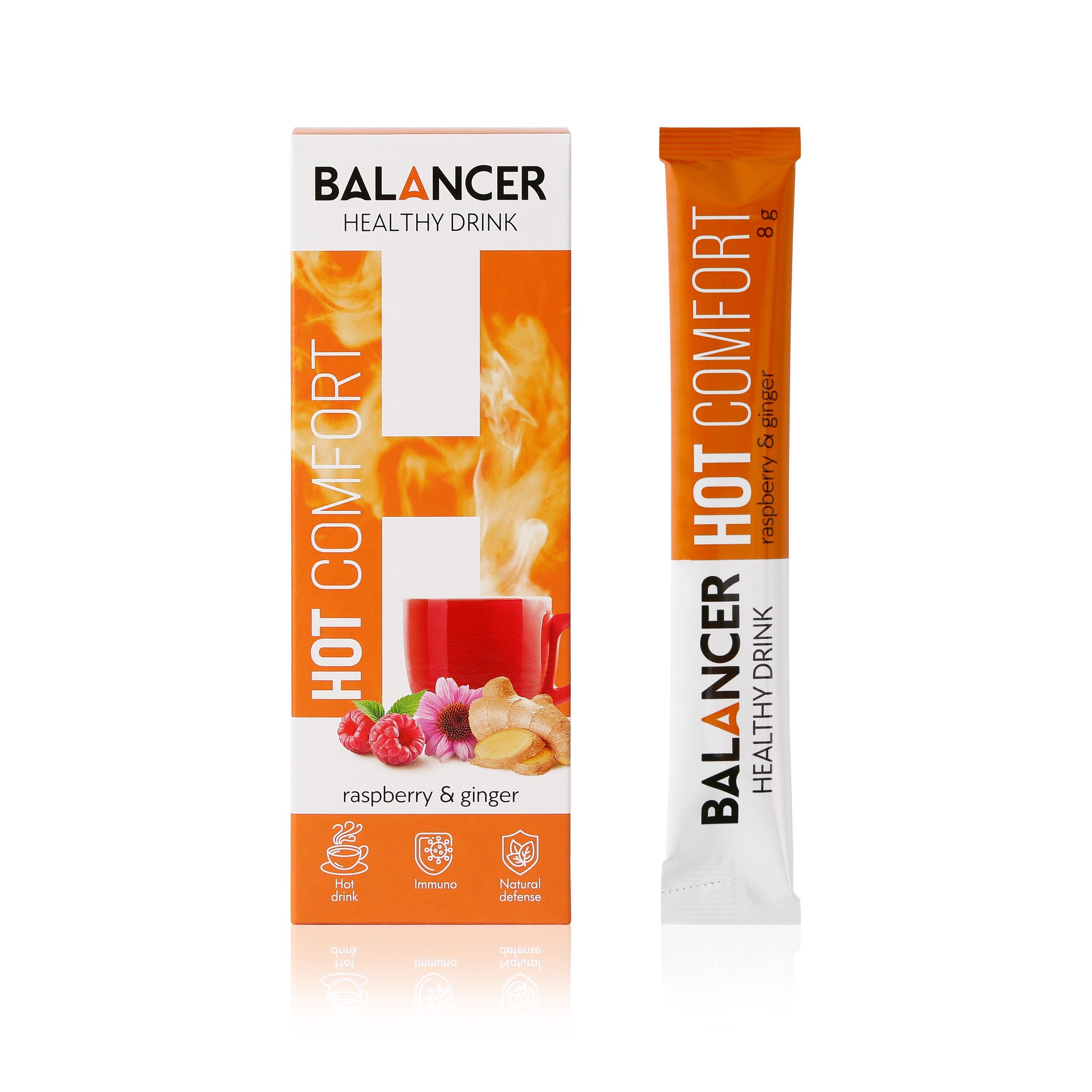 Горячий напиток для иммунитета BALANCER HOT COMFORT со вкусом Малина-имбирь, 10 стиков