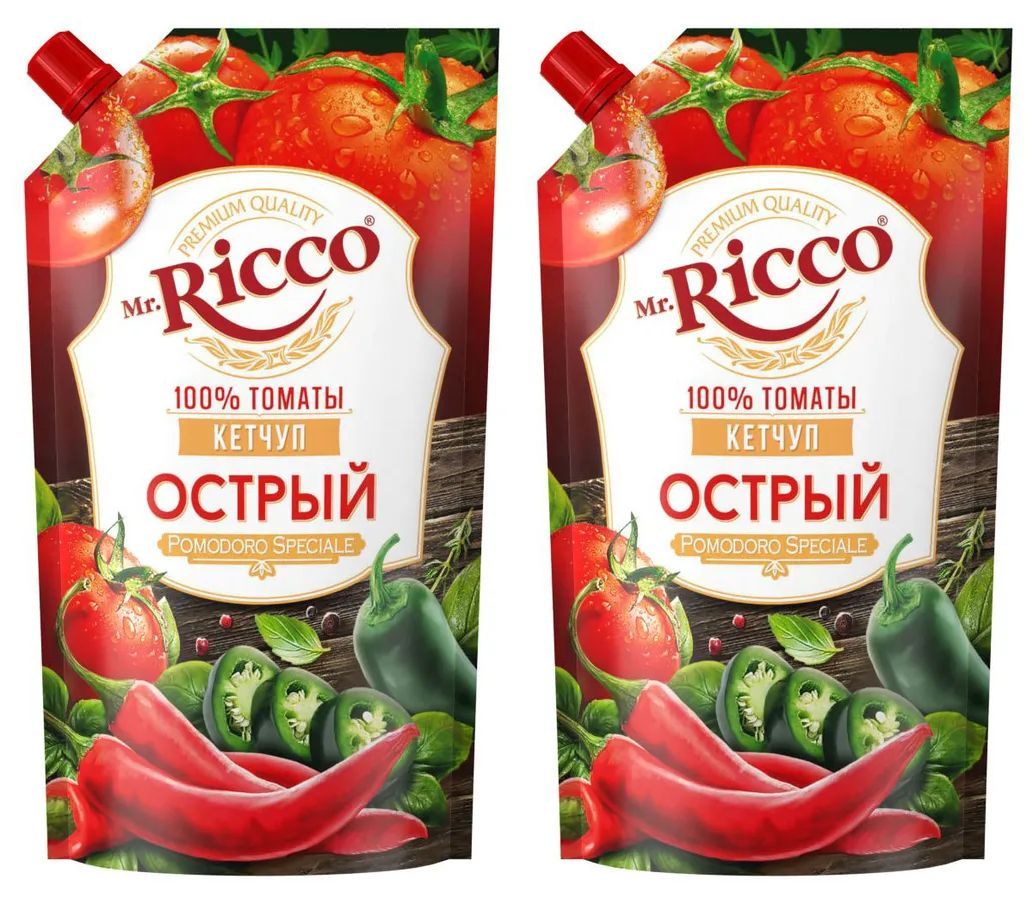 Кетчуп Mr.Ricco Pomodoro Speciale Острый, 2 уп по 350 г