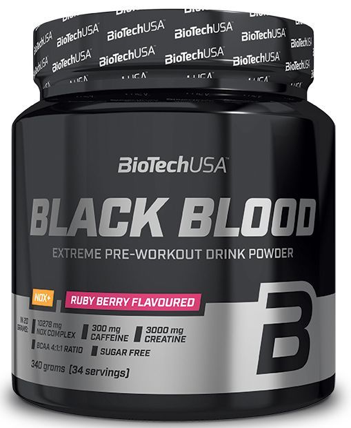 Предтренировочный комплекс Biotech USA Black Blood NOX+ 330 г. ( ягодный вкус )