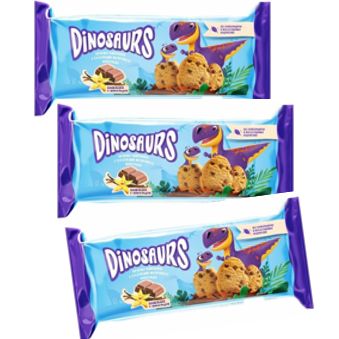 Печенье сдобное Dinosaurs ванильное с кусочками молочного шоколада 120 г (3 шт.)